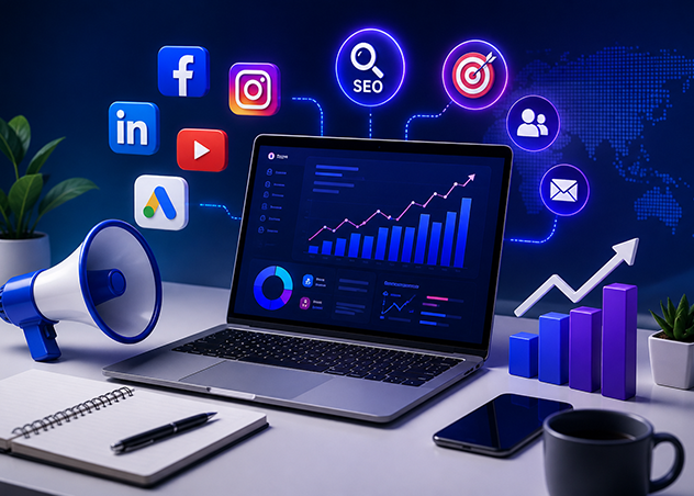 Professional digital marketing services including SEO PPC and social media marketing